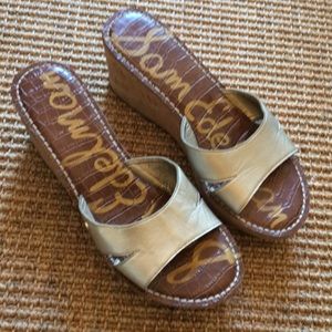 Sam Edelman Gold Cork Wedges